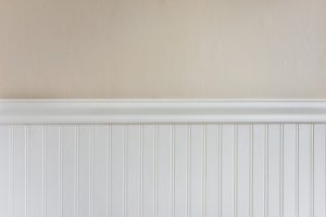 Wainscoting Panel in Hall with Light Brown Wall Paint