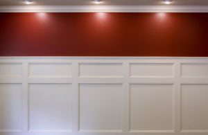 Wainscoting Panel in Hall with Red Wall Paint